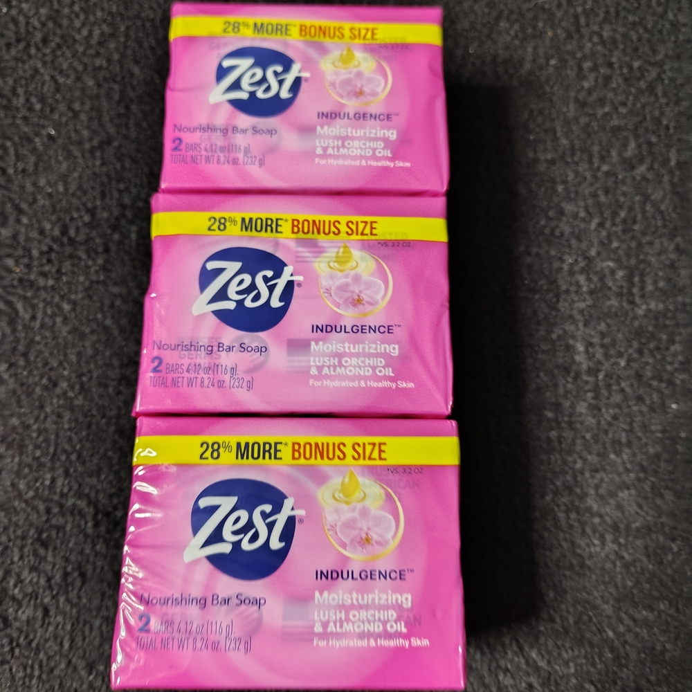 Zest Lush Orchid & Almond Oil Moisturizing Bar Soap 4.12 Oz Bundle Of 3 Packs